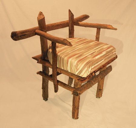 Beaver Chair - beaver sticks, various woods, foam cushion w/canvas cover