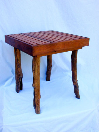 Small dark table - cedar with found-wood legs, natural oil finish