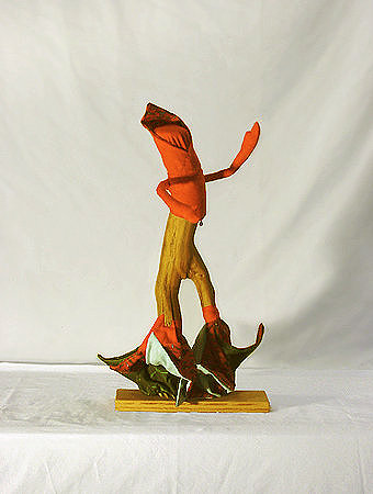 Flare Dancer - wood, fabric, glass beads