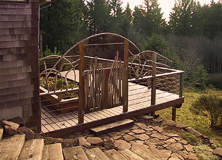 Elaborate gate & entry - split cedar and bowed cedar branches